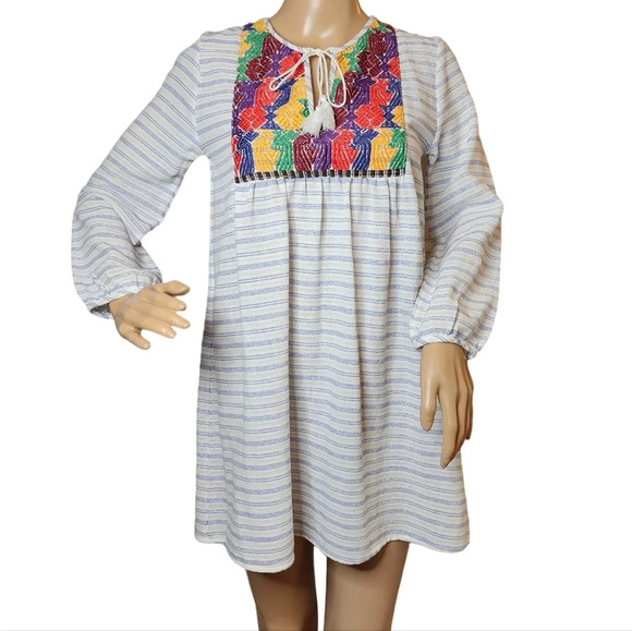 NWT J. Crew Embroidered Stripe Tunic. Women's size XXS - Picture 1 of 13